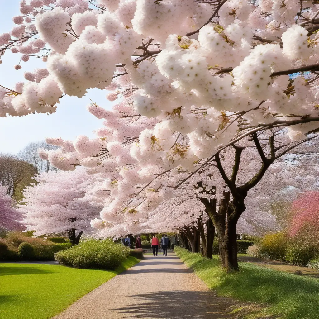 White Cherry Blossom Trees in Public Gardens